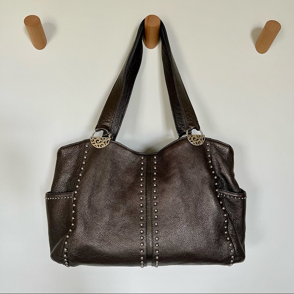 Brighton Pewter Leather Andie Pretty Tough Collection Purse with Silver Studs